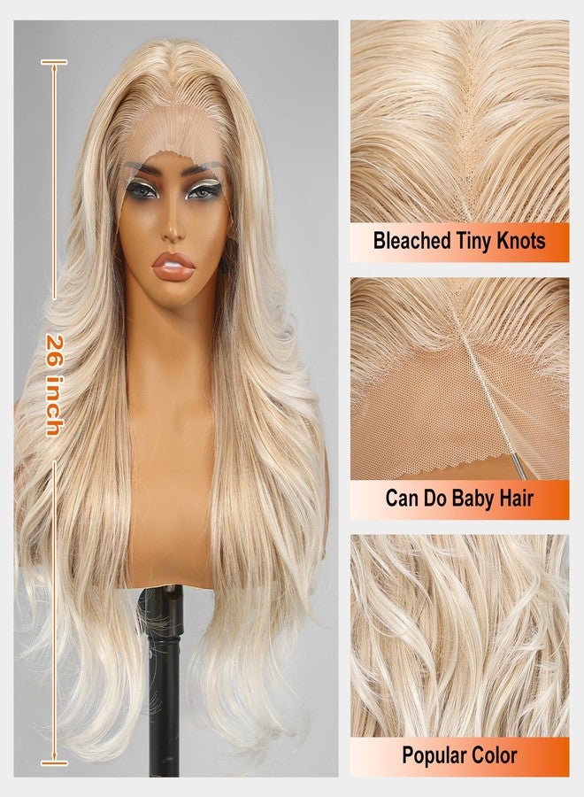 KOME Blonde Synthetic Lace Front Wig,13x4 HD Lace Layered Wave Glueless Wigs for Women Daily Use 26IN - Image 4